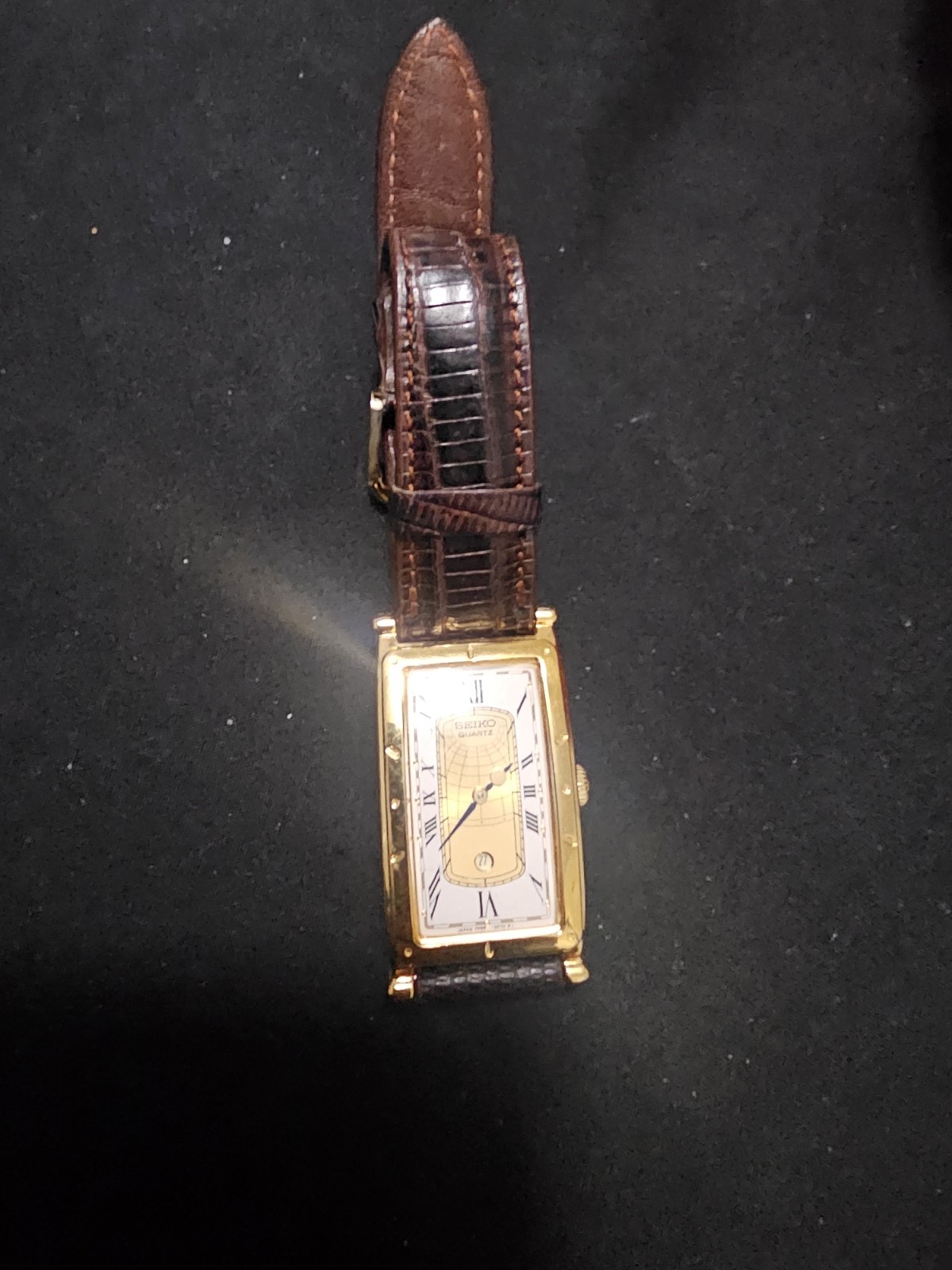 Men’s Vintage Rare Seiko Men’s Age Of Discovery  Original Leather Gold dial Band