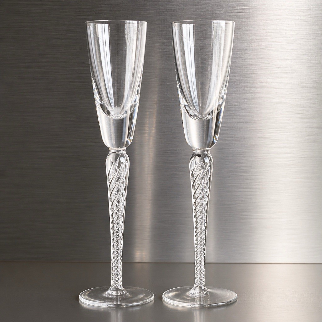 2 Steuben Crystal Air Twist Cordial Glasses 8.5