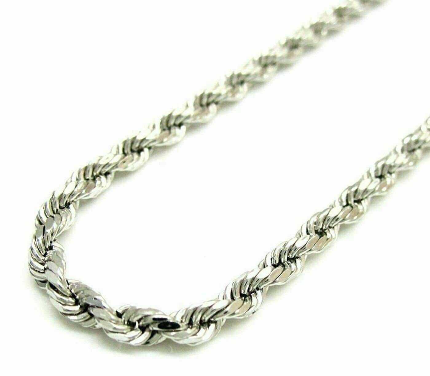Solid 925 Sterling Silver Italian Rope Chain Mens Necklace 3.5mm - Diamond Cut Solid 925 Sterling Silver Italian Rope Chain Mens Necklace 3.5mm - Diamond Cut