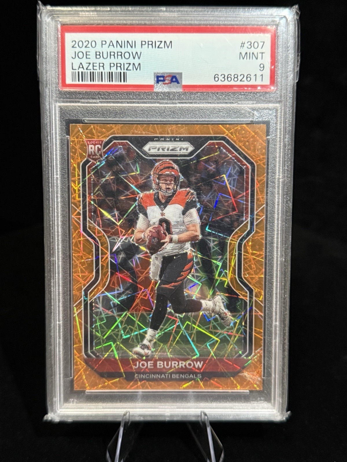 Panini 2020 Prizm Joe Burrow #307 Bengals Lazer Prizm Rookie PSA 9 Panini 2020 Prizm Joe Burrow #307 Bengals Lazer Prizm Rookie PSA 9