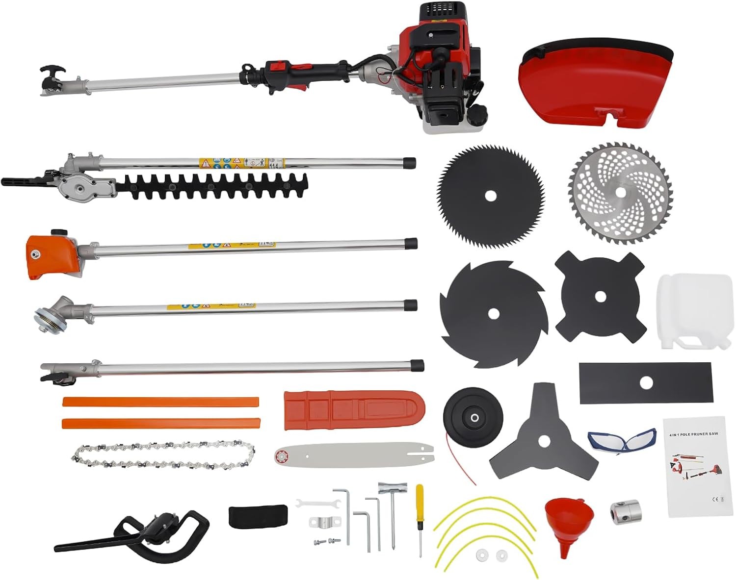 52cc 2-Stroke Multi-Function String Grass Trimmer/Edger/Brush Cutter with 7 Head