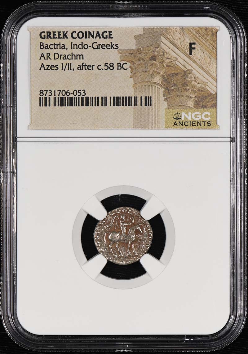 Bactria, Indo-Greeks GREEK COINAGE AR Drachm NGC F