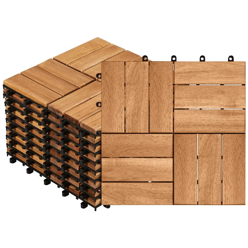 Pack of 10 Waterproof Interlocking Deck Tiles for Outdoor & Indoor