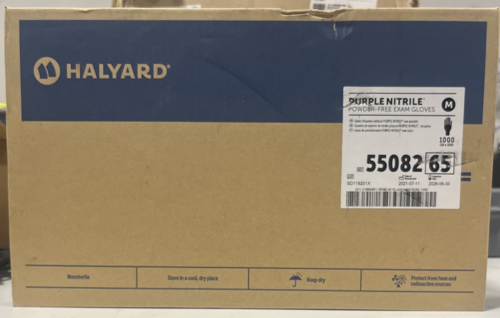 Case of 1000 - HALYARD Purple Nitrile Medium Gloves, Powder-Free 55082, Exp 6/26 Case of 1000 - HALYARD Purple Nitrile Medium Gloves, Powder-Free 55082, Exp 6/26