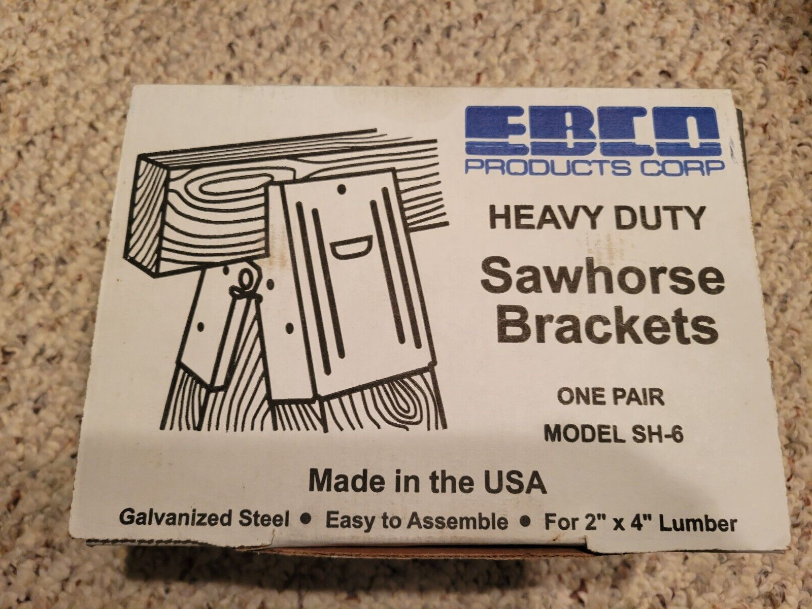Ebco Products Co Galvanized Steel Heavy Duty Sawhorse Brackets One Pair SH-6