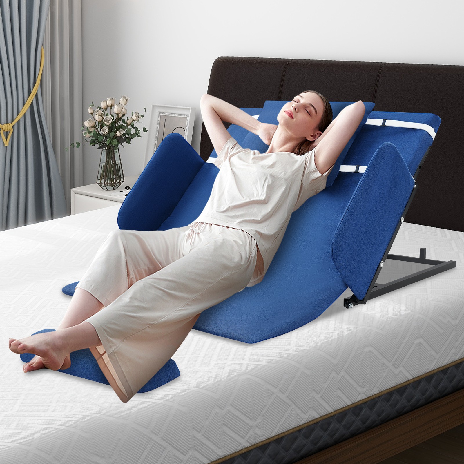 Blue Electric Lifting Adjustable Bed Back Rest Electric Auxiliary Backrest