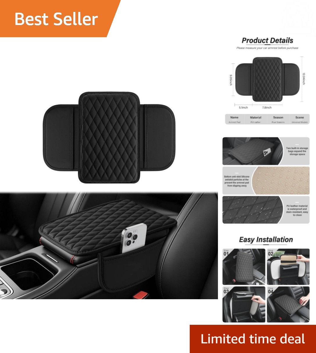 Comfort-Enhancing Leather Armrest Pad - Non-Slip, Easy to Install, Universal Fit Comfort-Enhancing Leather Armrest Pad - Non-Slip, Easy to Install, Universal Fit