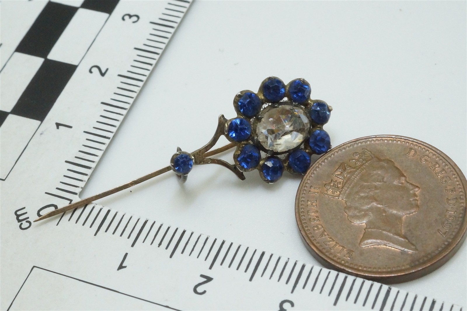 ANTIQUE GEORGIAN PERIOD GOLD SILVER BLUE PASTE HALLEY\'S COMET PIN c1835