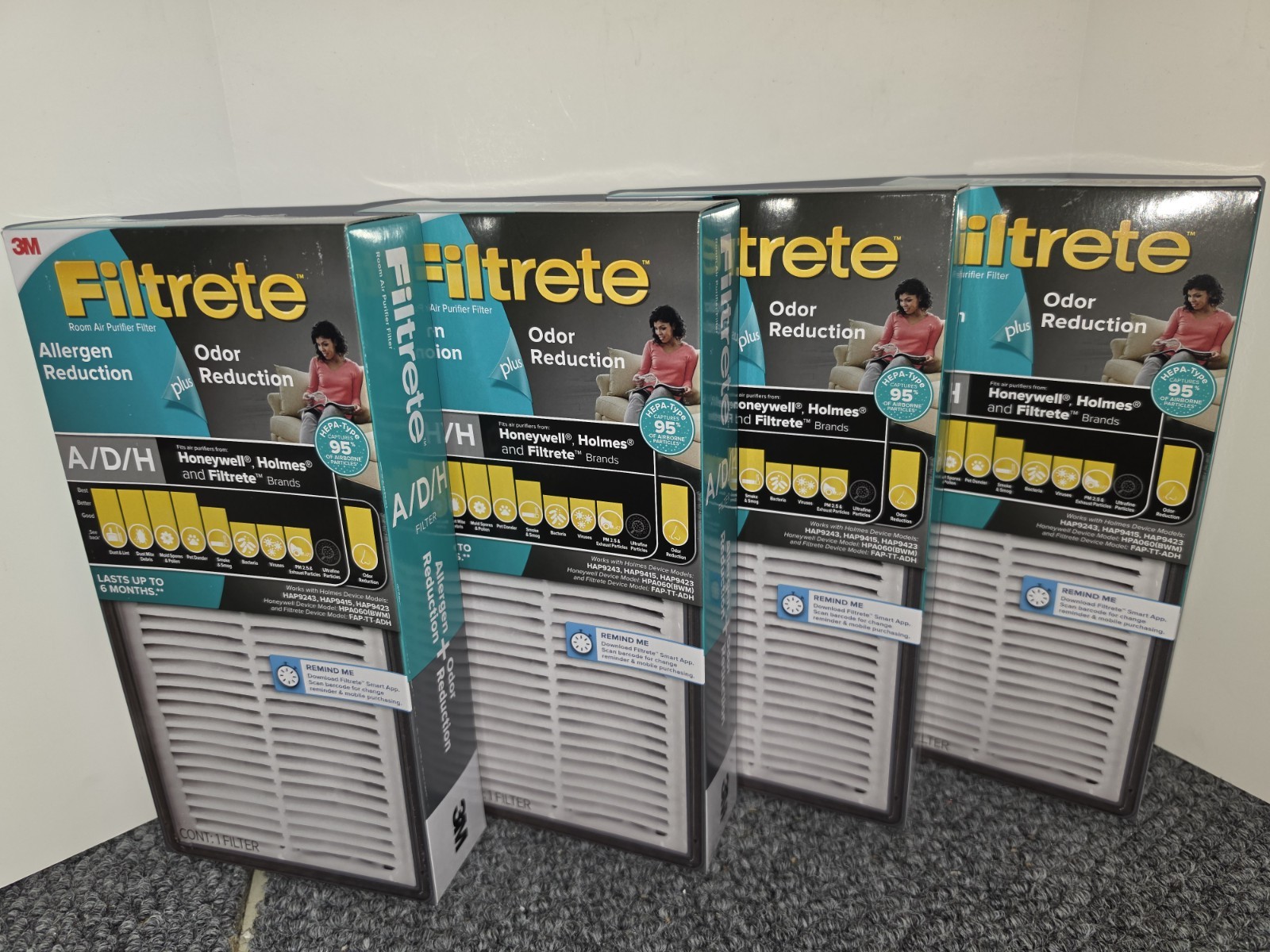 4 X 3M Filtrete A/D/H Allergen Reduction HEPA Air Purifier Replacement Filter 4 X 3M Filtrete A/D/H Allergen Reduction HEPA Air Purifier Replacement Filter