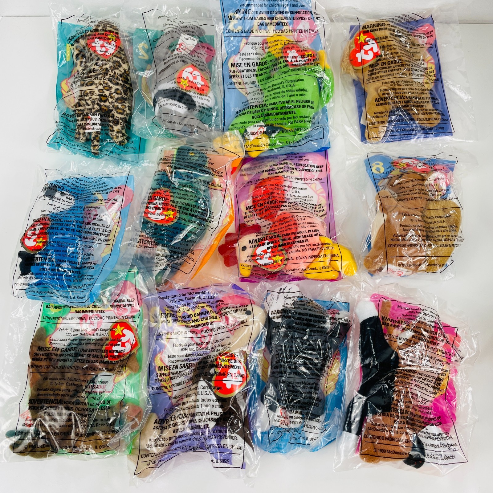 Vintage 1999 McDonald's TY Teenie Beanie Babies Complete Set of 12 New Sealed Vintage 1999 McDonald's TY Teenie Beanie Babies Complete Set of 12 New Sealed