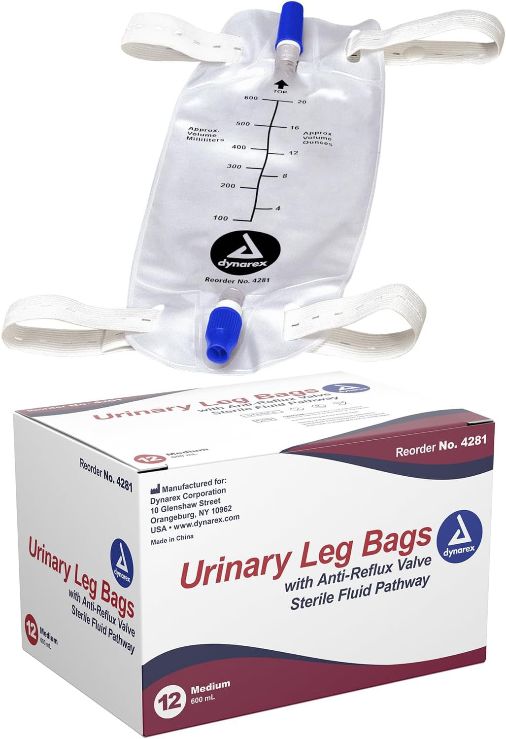 Urinary Leg Bag 600mL Anti-Reflux Valve Medium 12 Pack White Urinary Leg Bag 600mL Anti-Reflux Valve Medium 12 Pack White