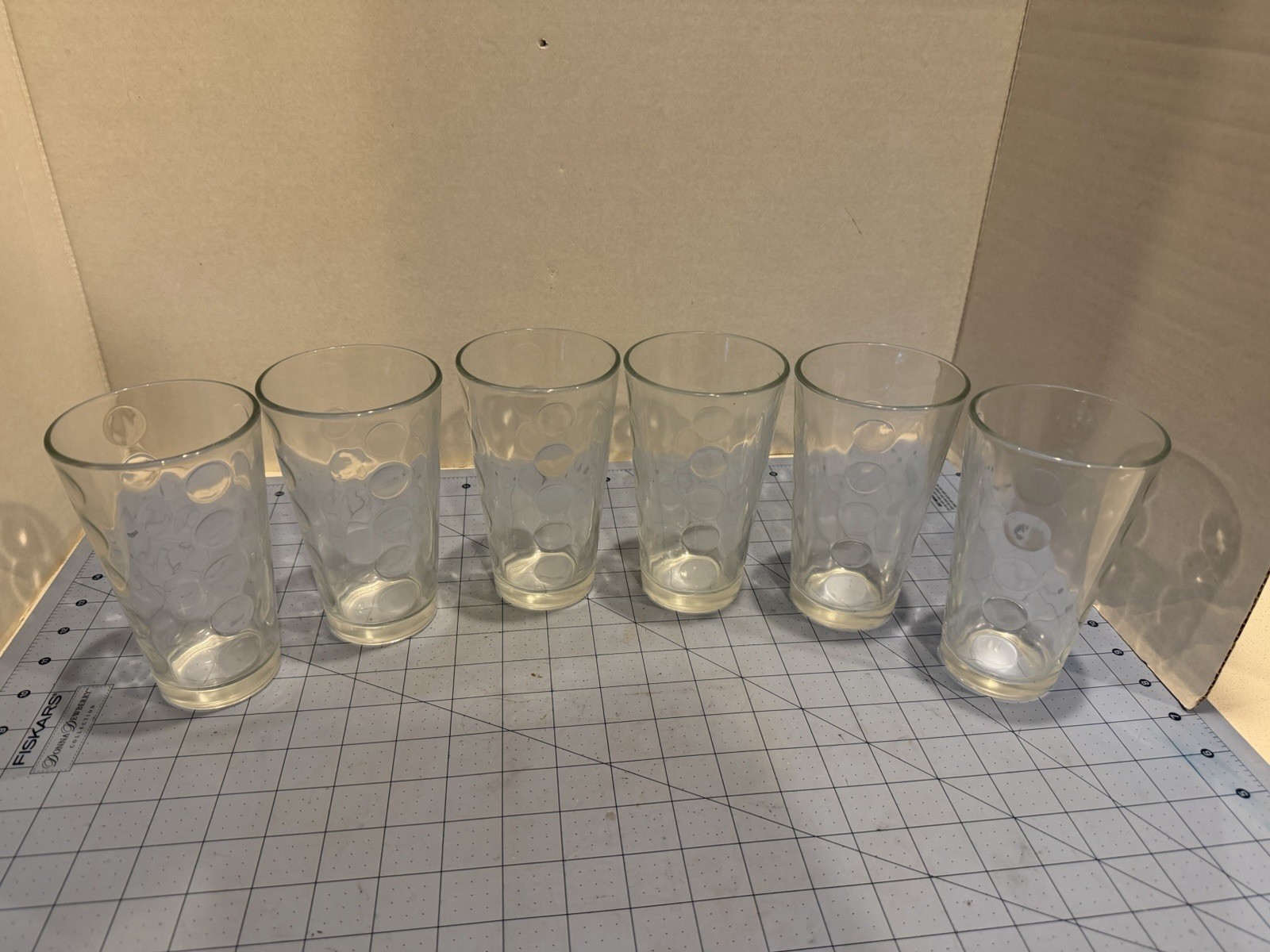 6 Vintage Libbey Drinking Water Glasses Tumblers Dots Circles Dimples Clear WOW 6 Vintage Libbey Drinking Water Glasses Tumblers Dots Circles Dimples Clear WOW