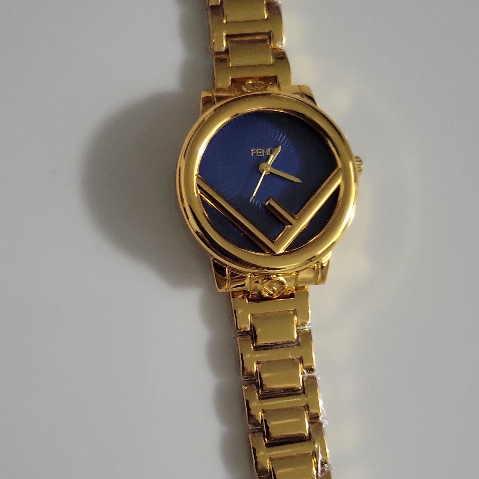 Fendi Women\'s Quartz Analog Blue Dial Gold Tone SS Bracelet Water-Resistant