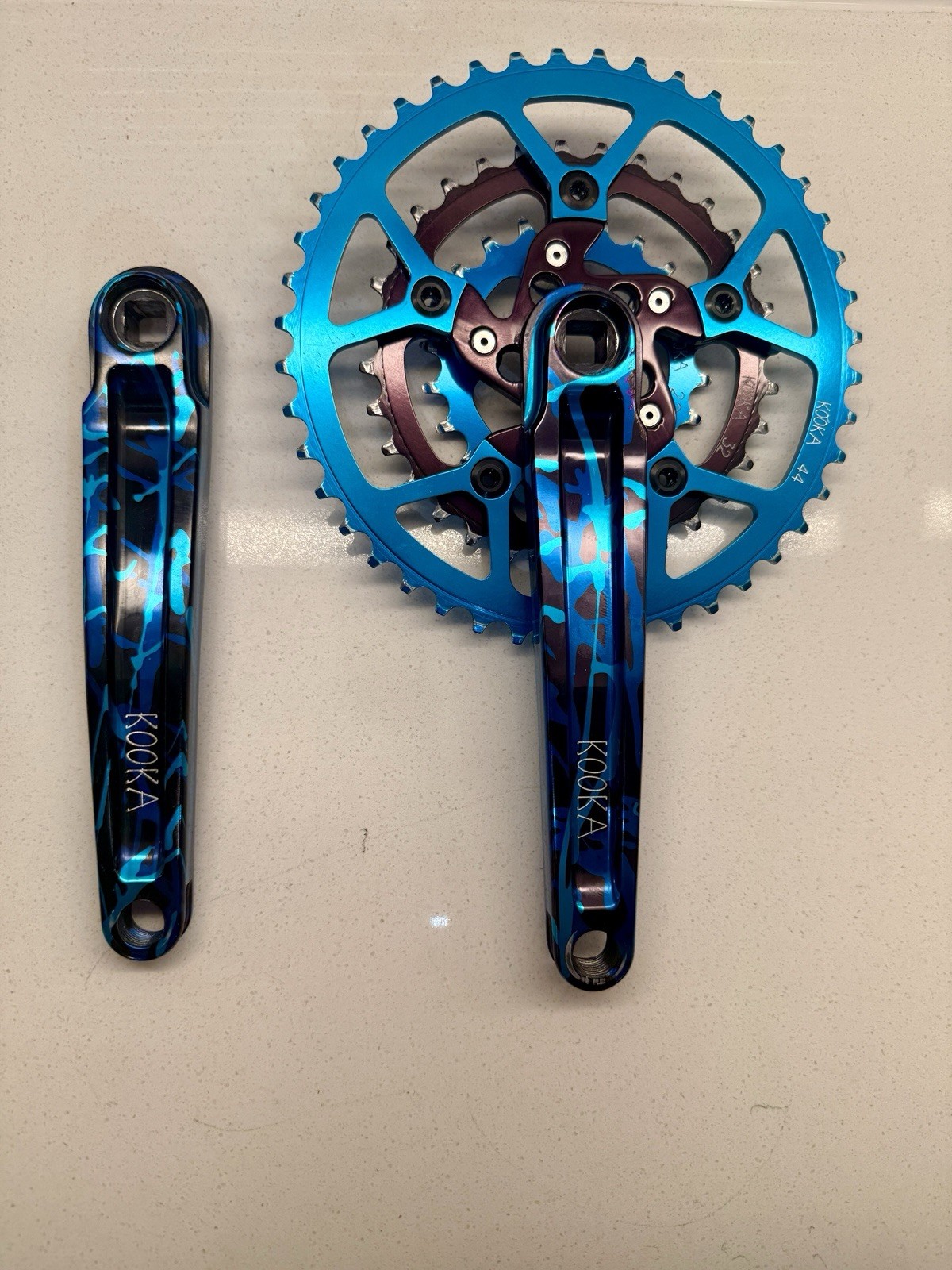 Vintage Kooka 175mm Crankset 44/32/22T Kooka Chainrings Square Taper INCREDIBLE Vintage Kooka 175mm Crankset 44/32/22T Kooka Chainrings Square Taper INCREDIBLE