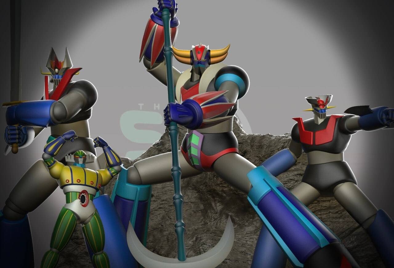 F.ART ACTION FIGURES 3D DIORAMA JEEG, GRENDIZER, GREAT M Resin, Colorful