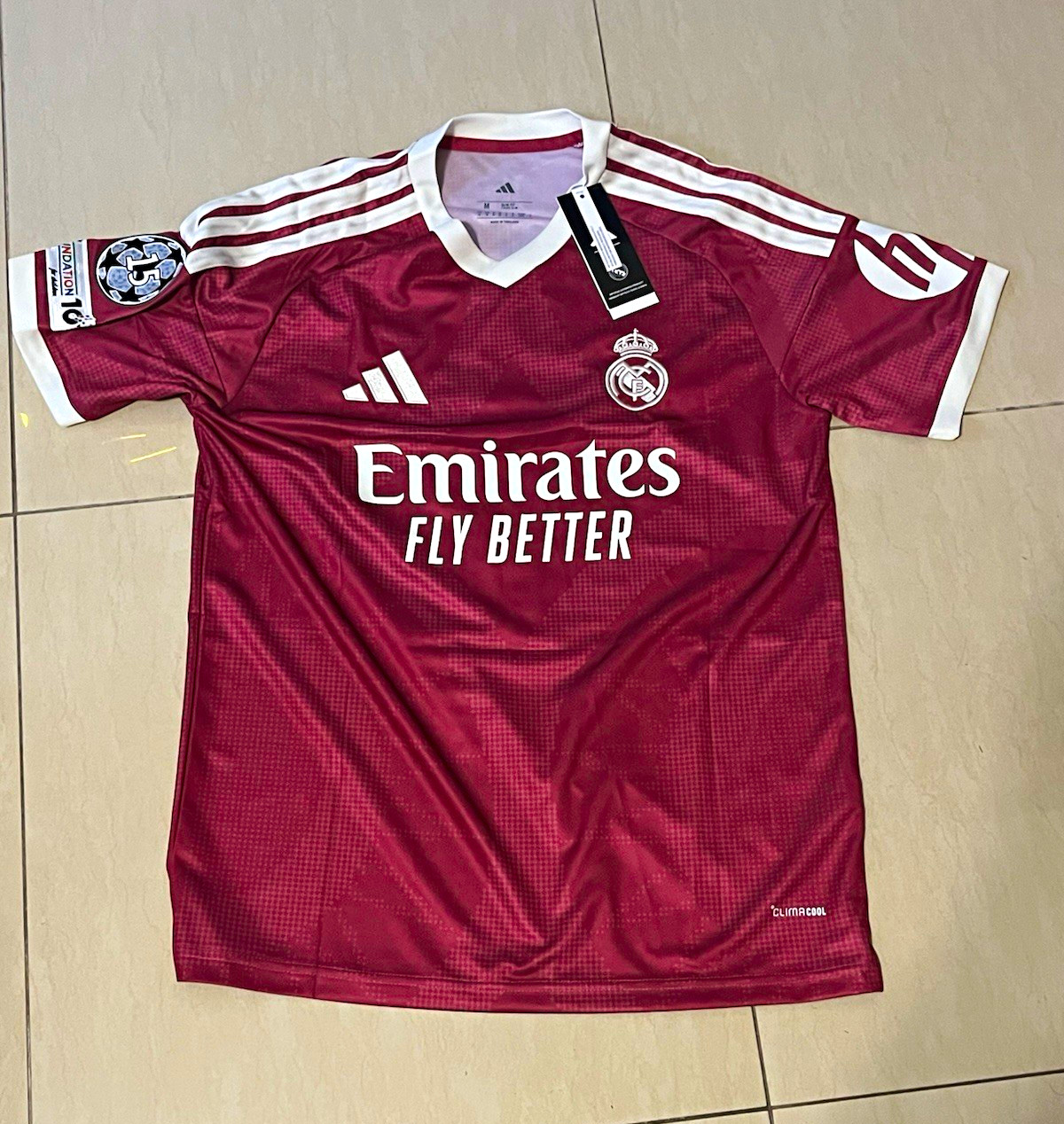 adidas Real Madrid Vini Jr #7 Soccer Jersey Maroon/White Size M