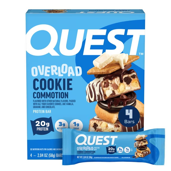 Quest Overload 20g Protein Bar, Cookie Commotion Flavor,High Protein, 4 Count Quest Overload 20g Protein Bar, Cookie Commotion Flavor,High Protein, 4 Count