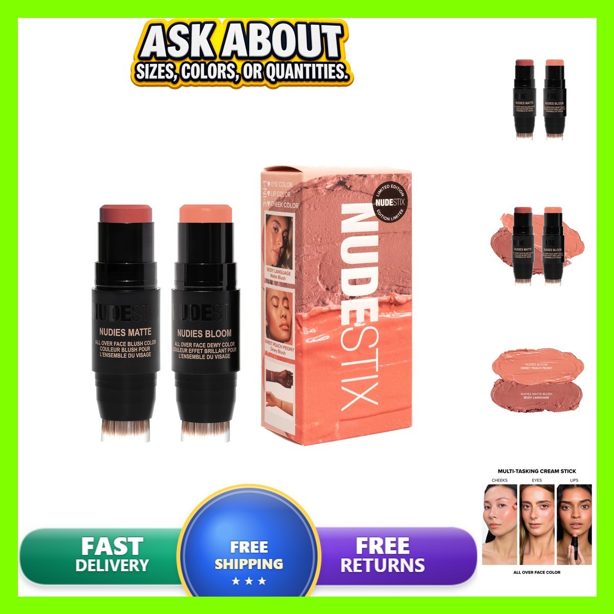 Nudestix Pretty Nude Skin Kit - 2-Piece Cream Blush Stick Set | Nudies Matte Nudestix Pretty Nude Skin Kit - 2-Piece Cream Blush Stick Set | Nudies Matte