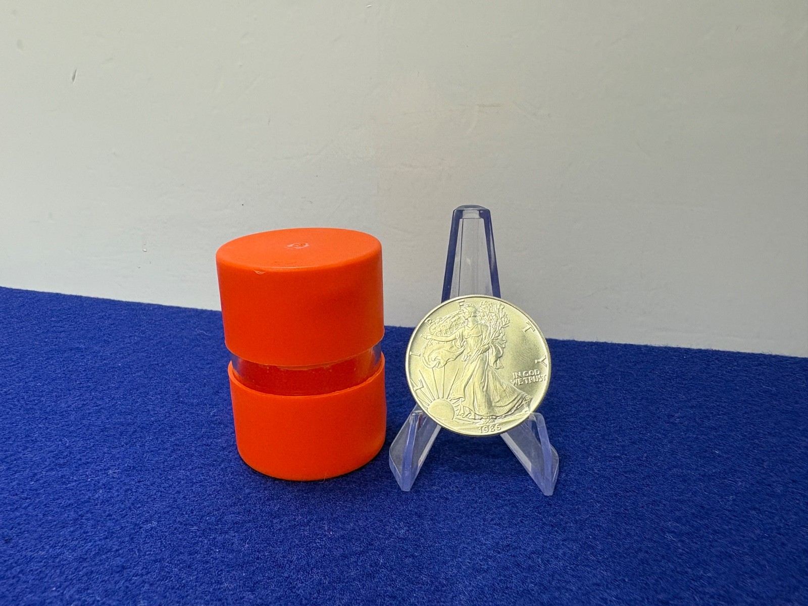 Vintage 1986 American Silver Eagle Factory-Original Orange Coin Storage Tubes Vintage 1986 American Silver Eagle Factory-Original Orange Coin Storage Tubes