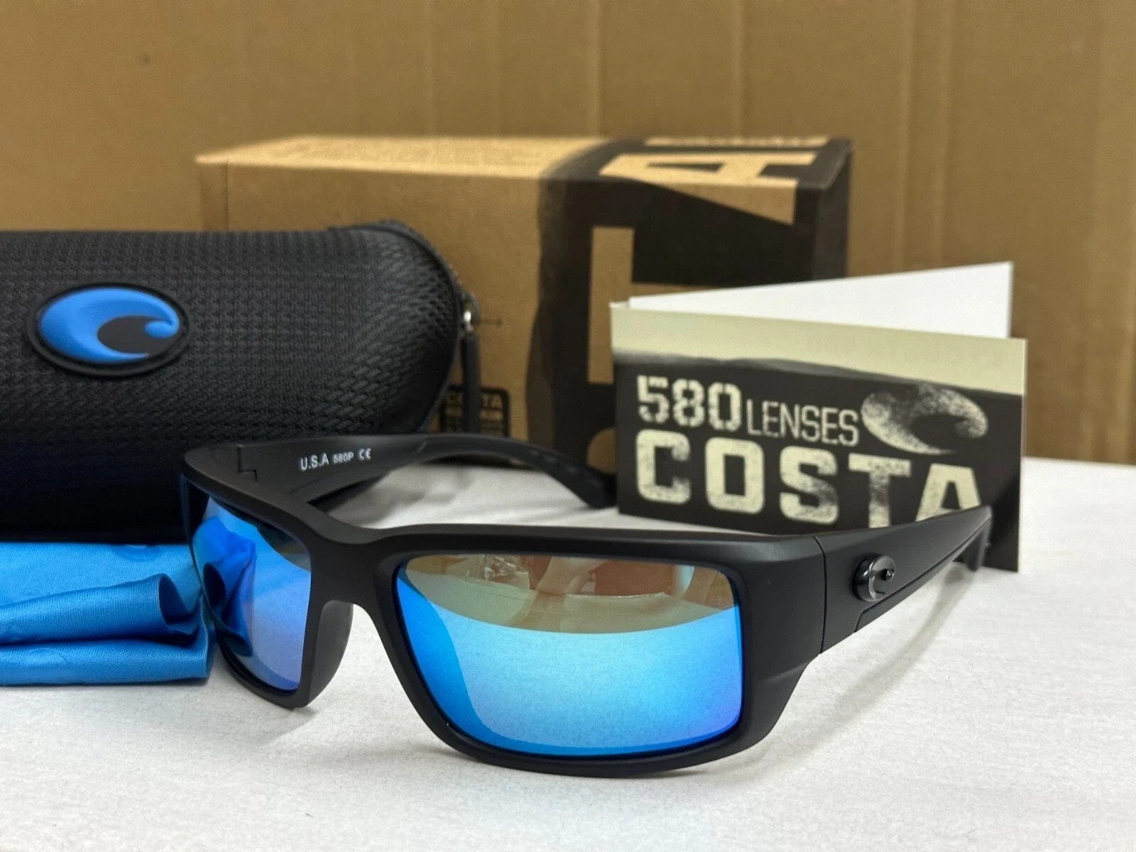 Costa Del Mar FANTAIL Matte Black /blue Mirror Polarized Sunglasses 580p Costa Del Mar FANTAIL Matte Black /blue Mirror Polarized Sunglasses 580p