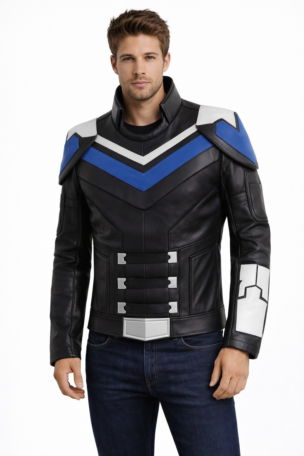 Adrian Chase Peacemaker Vigilante Cosplay Costume Jacket with Gauntlets
