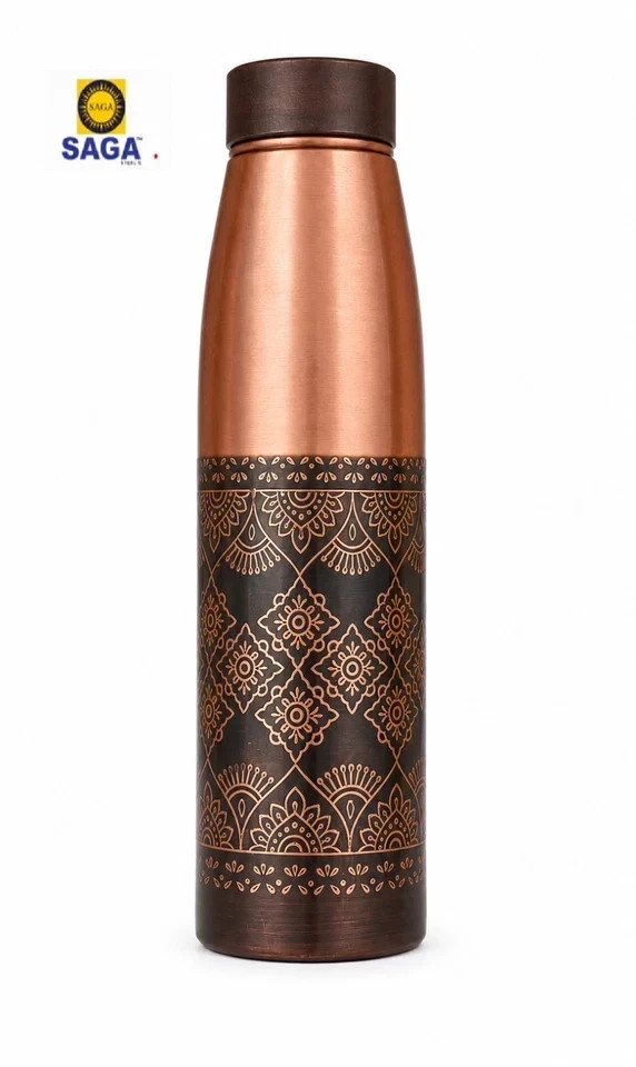 Pure Copper Water Bottle Antique Engraved Design Ayurvedic approx 950ml fastship Pure Copper Water Bottle Antique Engraved Design Ayurvedic approx 950ml fastship