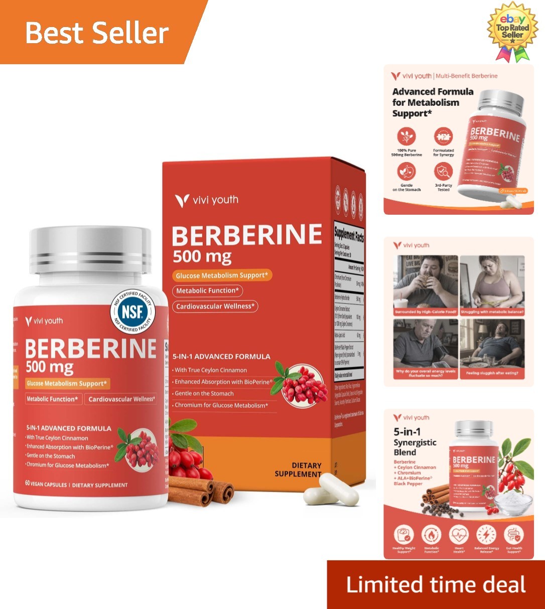 Berberine HCI 500mg Supports Natural Wellness*, 60 Count Berberine HCI 500mg Supports Natural Wellness*, 60 Count