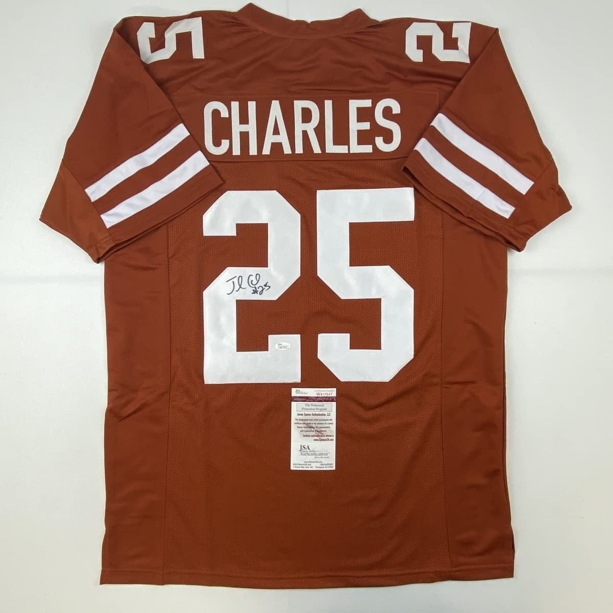 Autographed/Signed Jamaal Charles Texas Orange College Jersey JSA COA Autographed/Signed Jamaal Charles Texas Orange College Jersey JSA COA