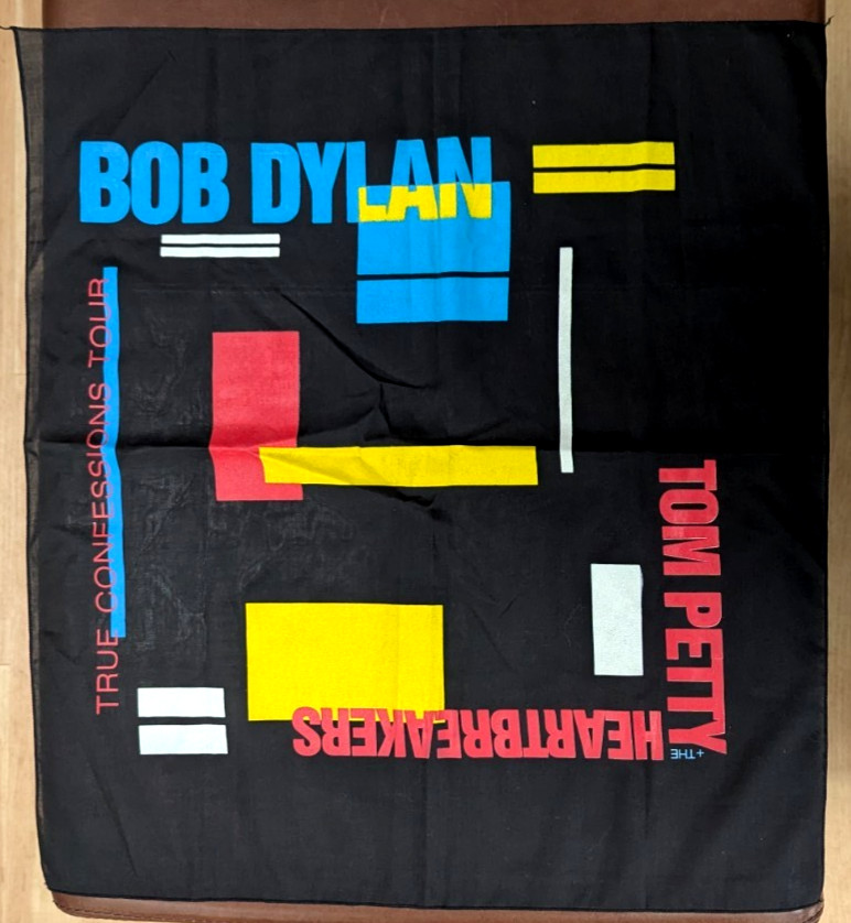 1986 Bob Dylan Tom Petty Heartbreakers True Confessions Tour Bandana Scarf VTG