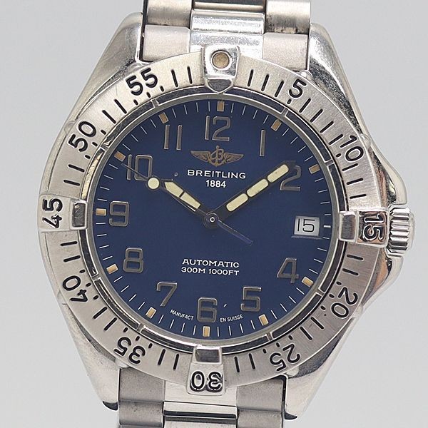 BREITLING Colt Auto A17035 Automatic Date Blue Dial Men's Watch Running
