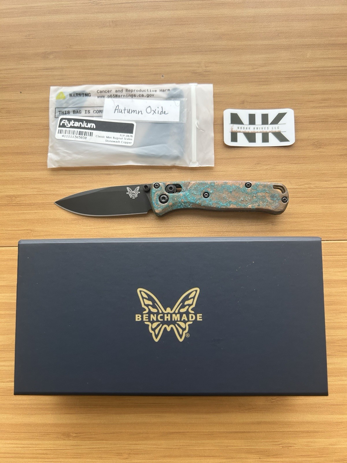 Nodak Custom “Autumn Oxide” Shipwreck Copper Benchmade 533 Mini Bugout S30V Nodak Custom “Autumn Oxide” Shipwreck Copper Benchmade 533 Mini Bugout S30V