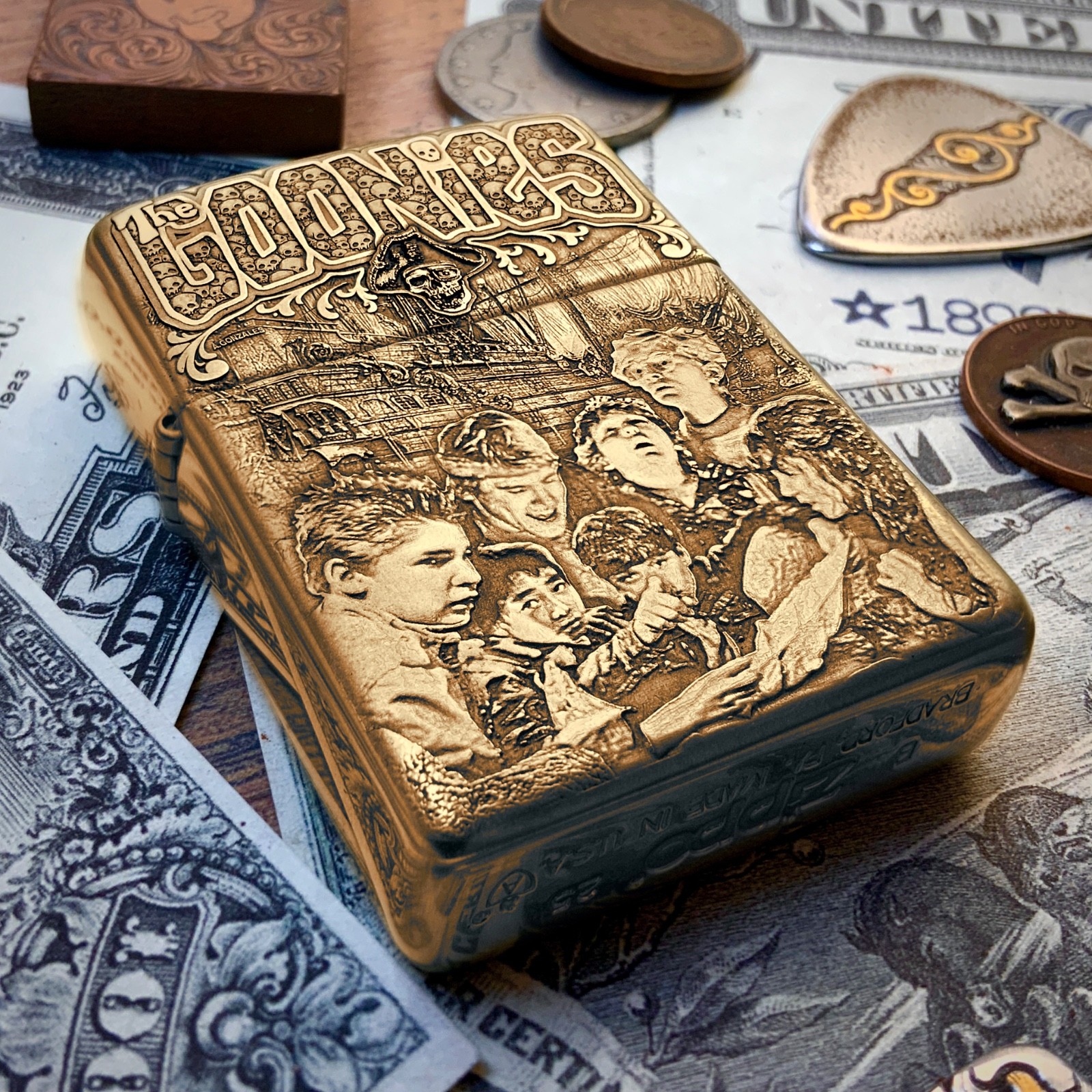 Zippo “Goonies” Movie (1985) Themed Engraved Armor Brass Cigar Cigarette Lighter