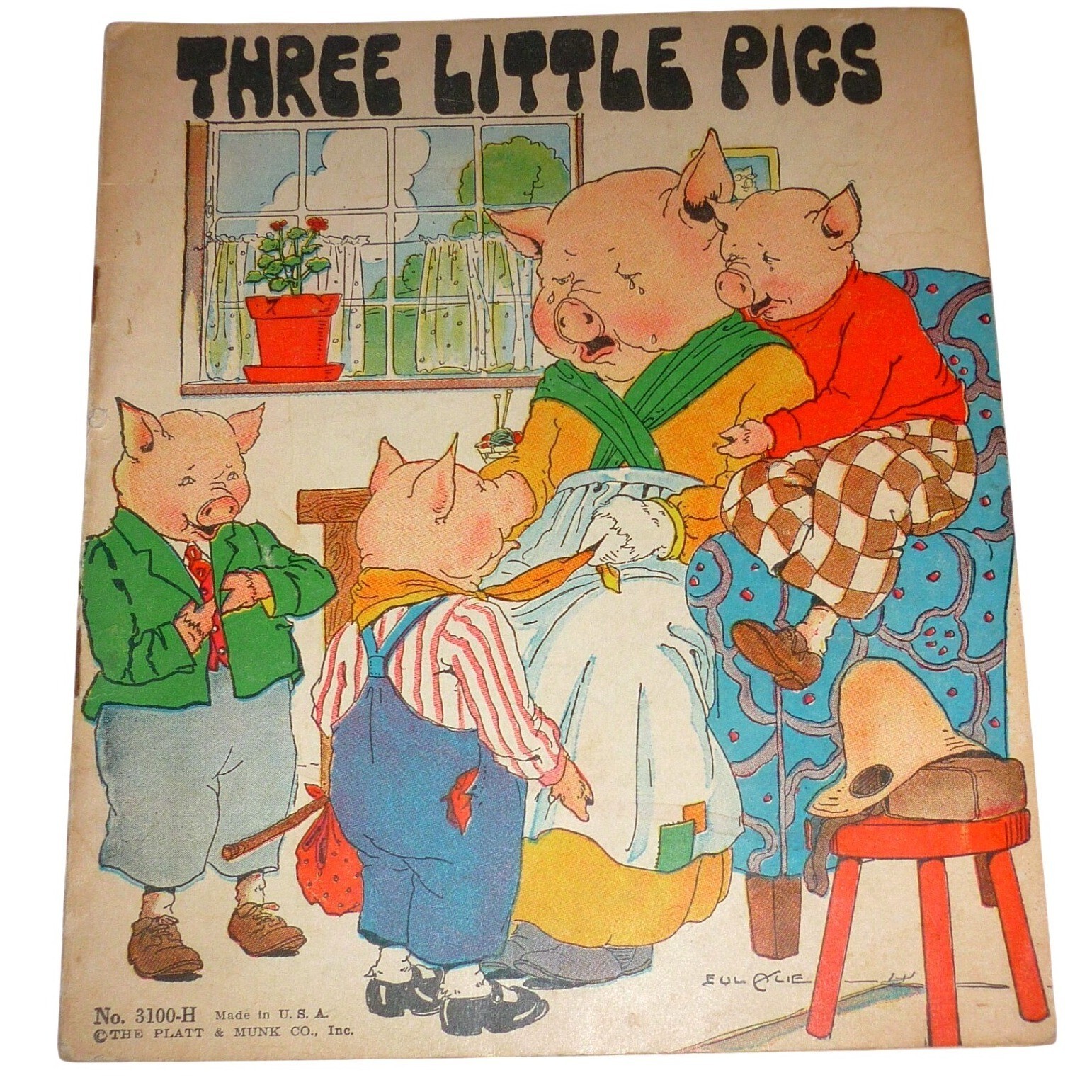 Vintage 1932 Three Little Pigs Platt & Munk 3100-H Softcover Book Eulalie Illust