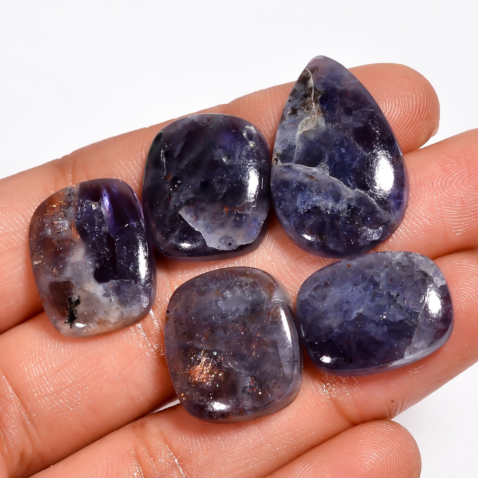 5 Pcs Lot 60.5 Ct Natural Iolite Sunstone Cabochon Loose Gemstone For Jewelry 5 Pcs Lot 60.5 Ct Natural Iolite Sunstone Cabochon Loose Gemstone For Jewelry