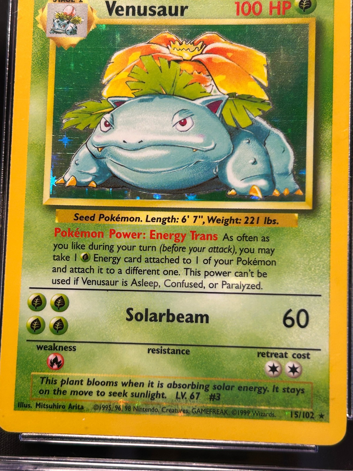 CGC 7.5 Insufficient Ink Error Venusaur Base Set 15/102 Holo Bleed Pokemon Card