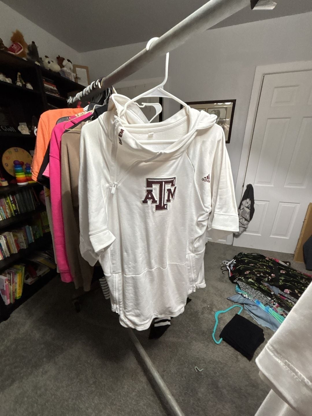 adidas Texas A&M Aggies Quarter-Zip Hoodie - White adidas Texas A&M Aggies Quarter-Zip Hoodie - White