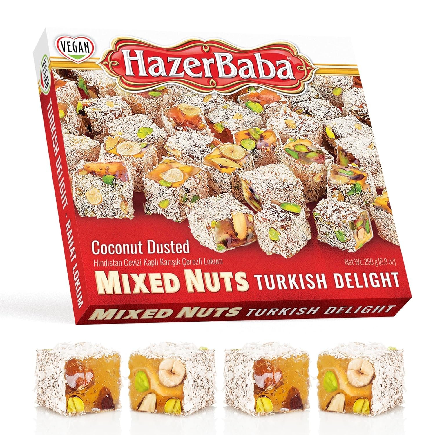 Hazer Baba Turkish Delight Candy Pistachio Almond Hazelnut Coconut 371g