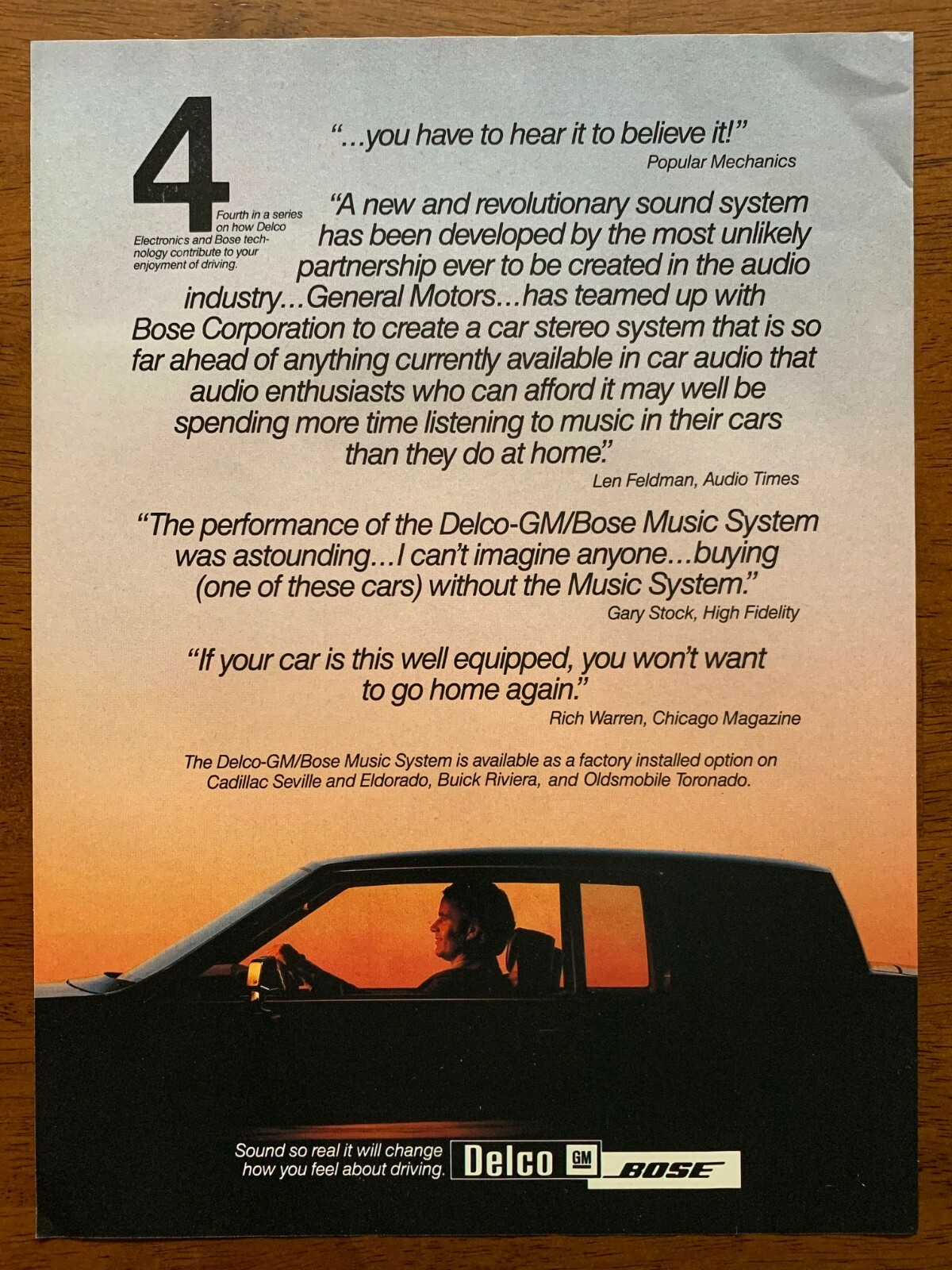 1983 Delco Bose Car Sound System Vintage Print Ad/Poster Man Cave Bar Art Décor 