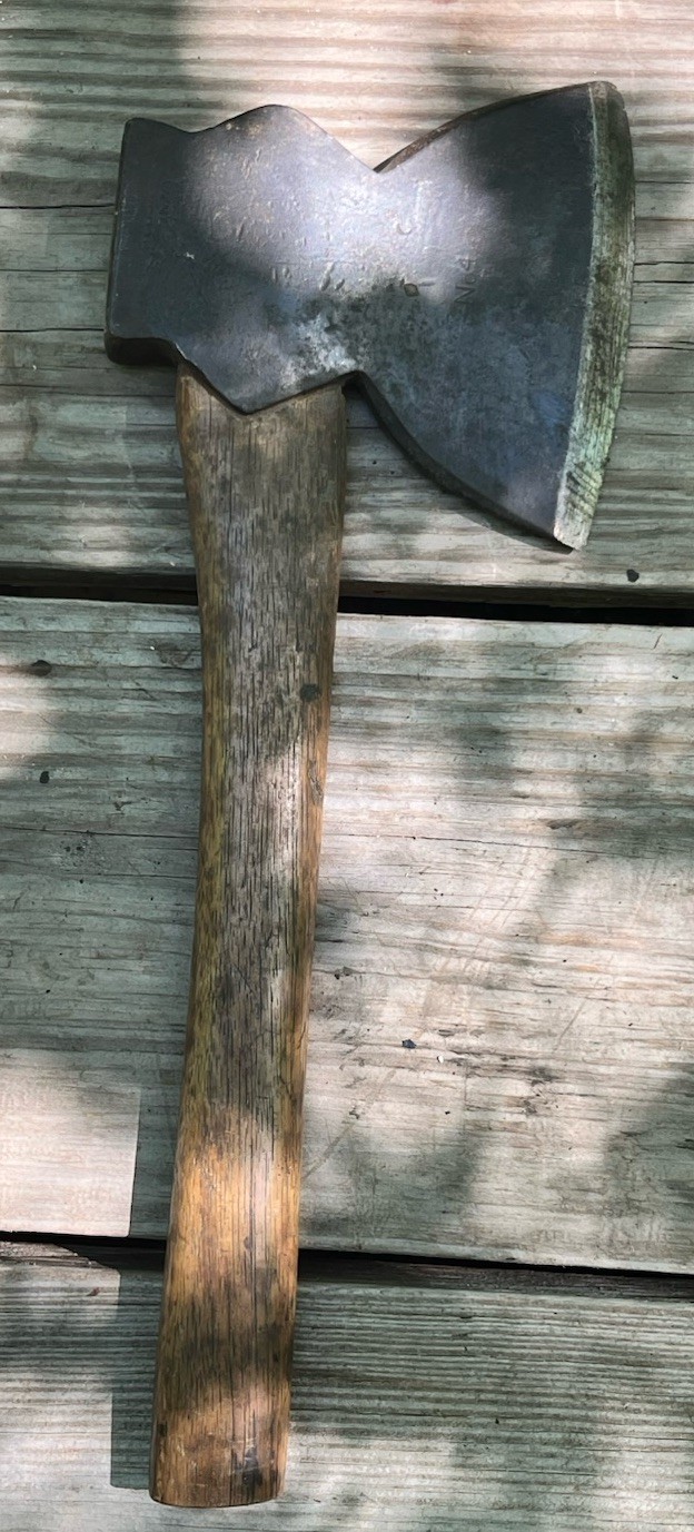 antique hatchet blood ?  no. 4 unsure brand with handle