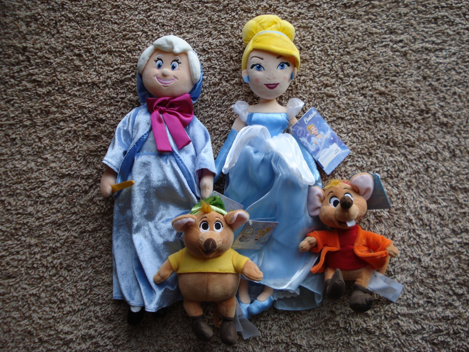 NWT Disney Store Plush Doll Cinderella Fairy Godmother Jaq Gus Lot of 4 NEW NWT Disney Store Plush Doll Cinderella Fairy Godmother Jaq Gus Lot of 4 NEW