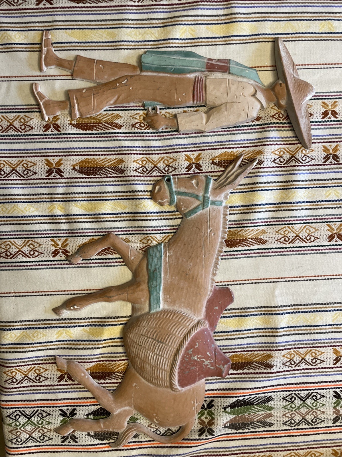 Vtg Mexican Latin American Man Burro Donkey Metal Wall Hanging Southwestern Vtg Mexican Latin American Man Burro Donkey Metal Wall Hanging Southwestern