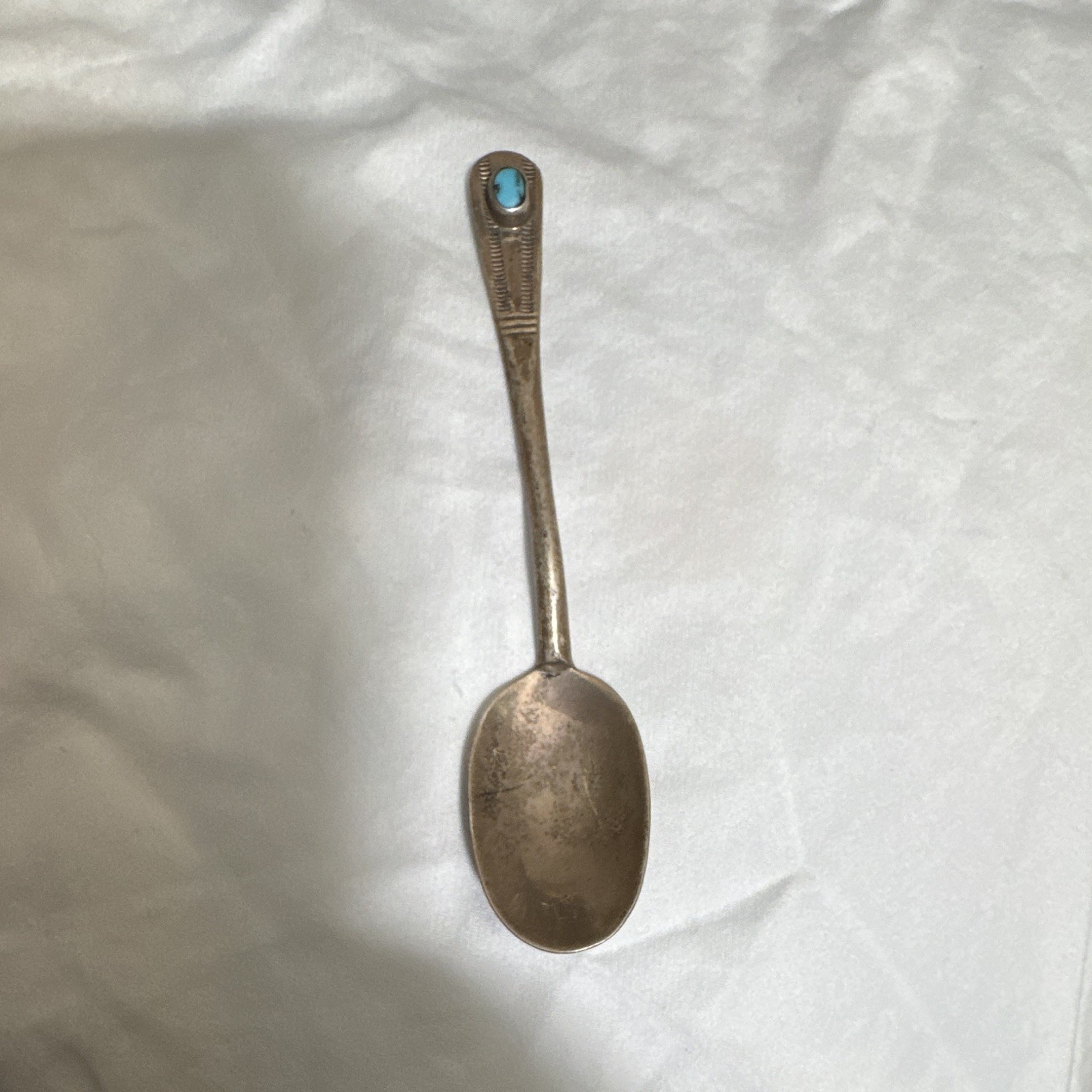 Vintage southwestern Navajo Spoon w/ Turquoise inlay Post-1940 Vintage southwestern Navajo Spoon w/ Turquoise inlay Post-1940