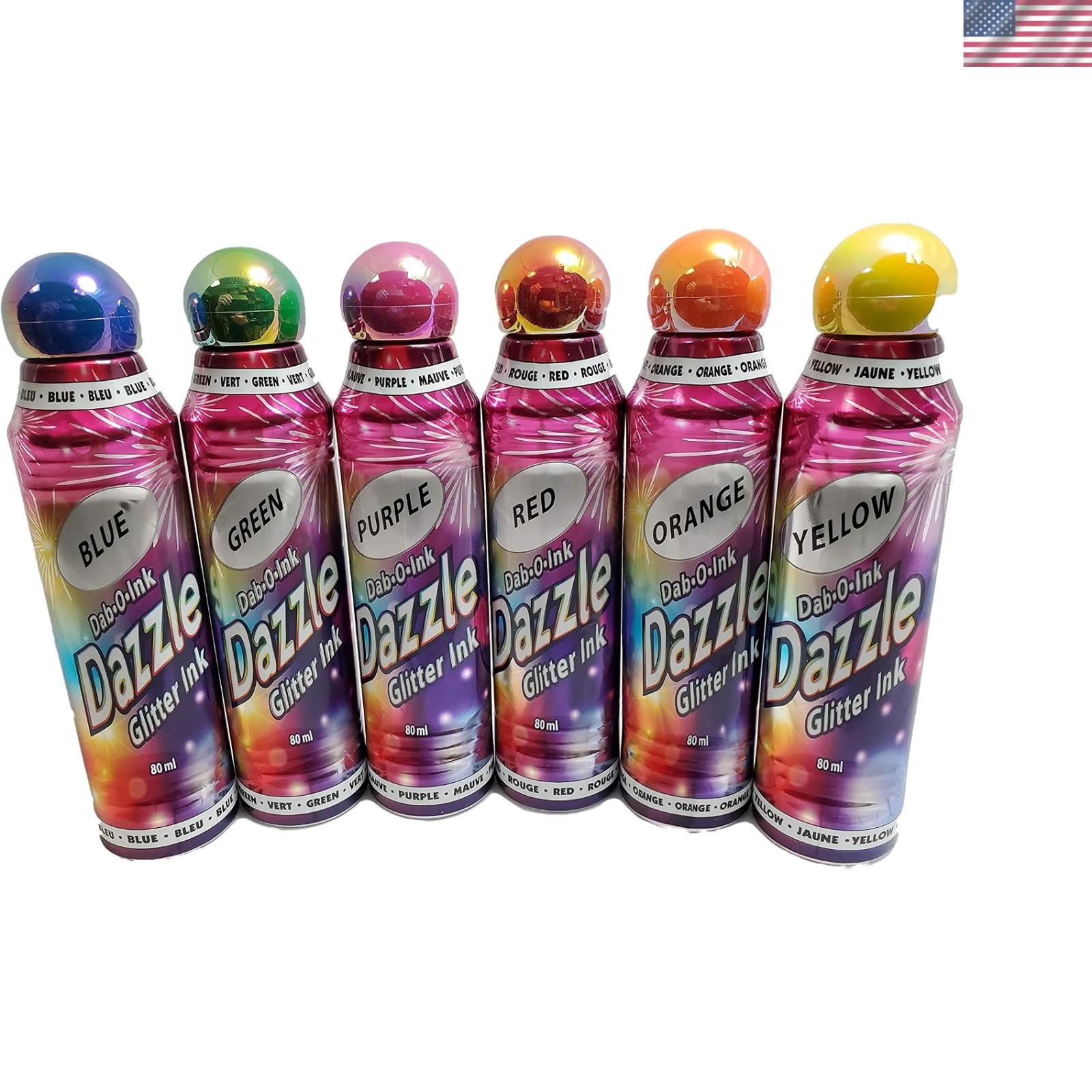 Dazzle Glitter Bingo Dauber 6-Pack - Vibrant Colors with Real Glitter Flakes