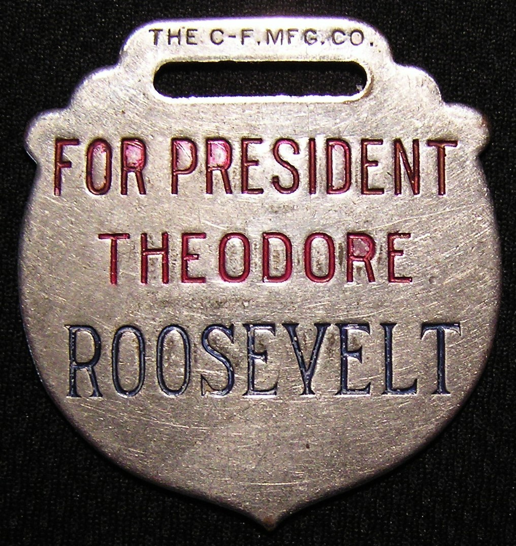 1904 TEDDY THEODORE ROOSEVELT FOR PRESIDENT ELECTION CAMPAIGN WATCH FOB 1904 TEDDY THEODORE ROOSEVELT FOR PRESIDENT ELECTION CAMPAIGN WATCH FOB
