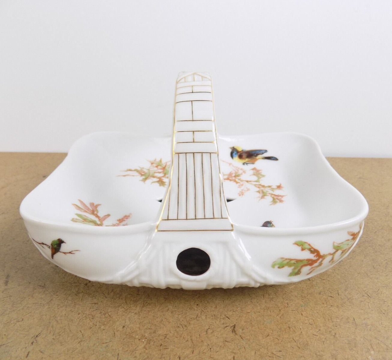 Haviland & Co. Limoges Porcelain Meadow Visitors Warmer Basket Birds