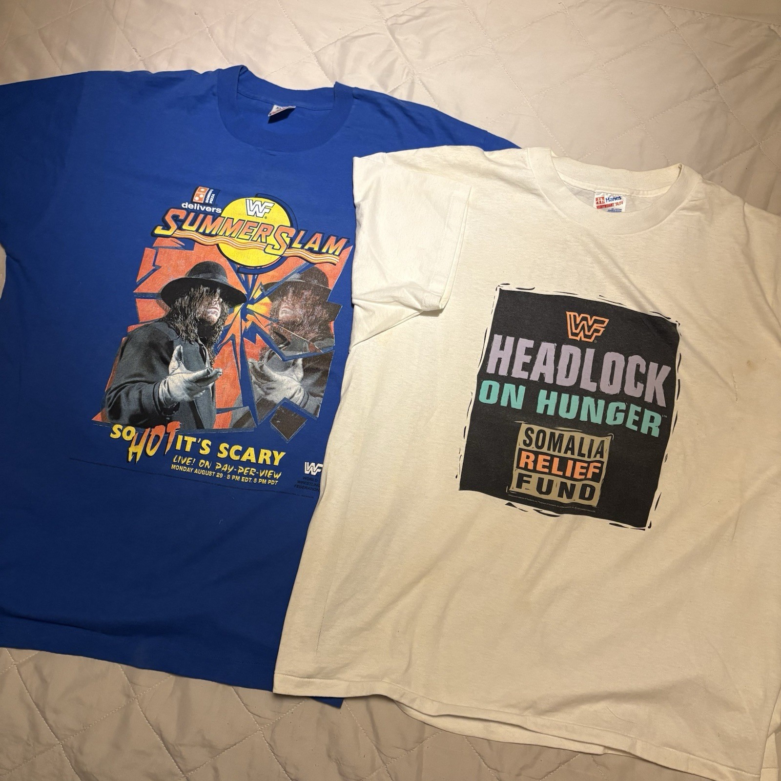 Vintage WWF 1990s Undertaker Summerslam 94 Somalia Headlock T Shirt Bundle XL