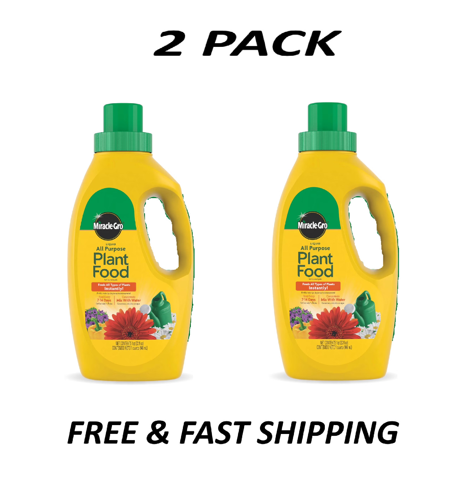 (2 Pack) Miracle-Gro Liquid All Purpose Plant Food Concentrate, 32 oz.