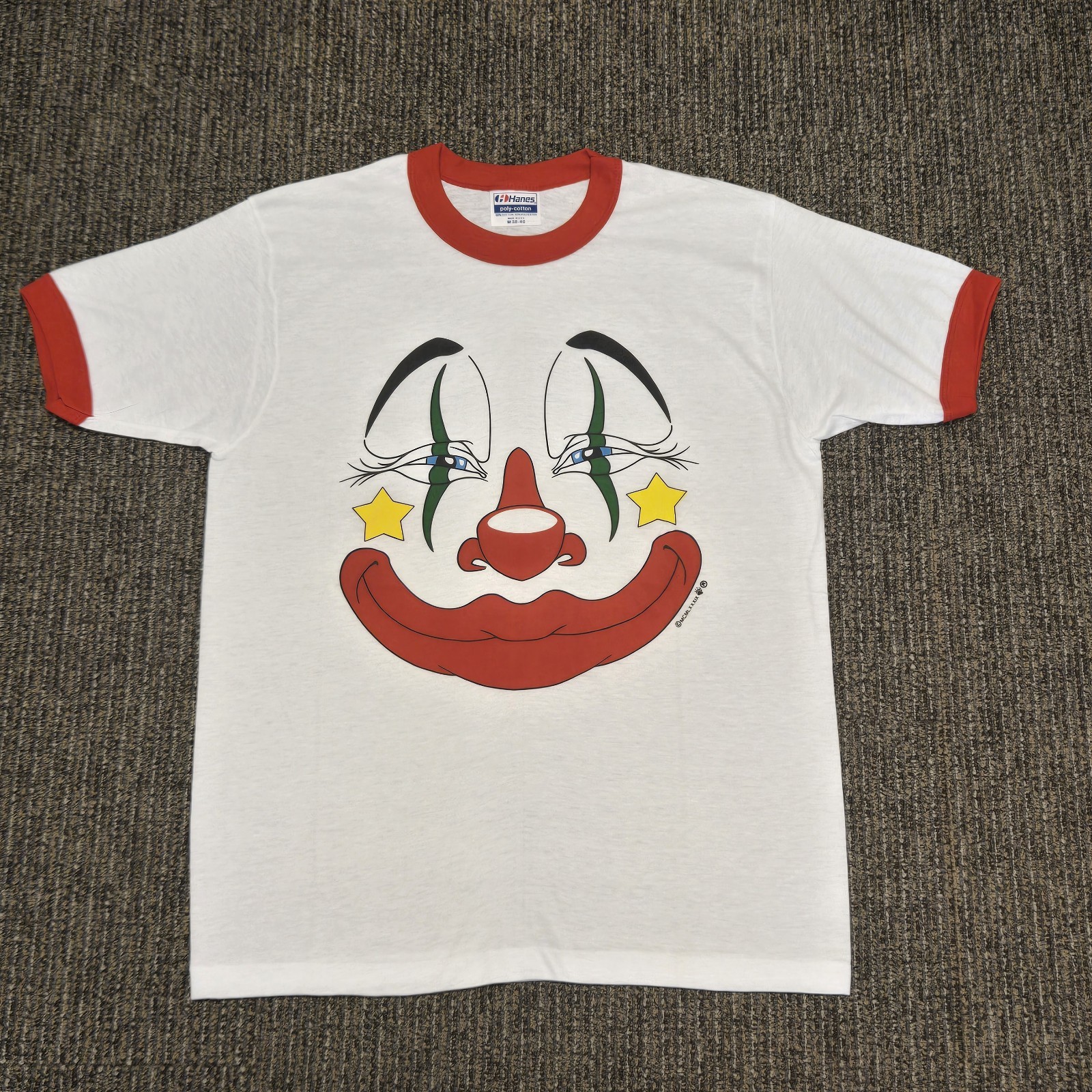 NOS Vintage Clown Ringer Hanes T-Shirt Medium NOS Vintage Clown Ringer Hanes T-Shirt Medium