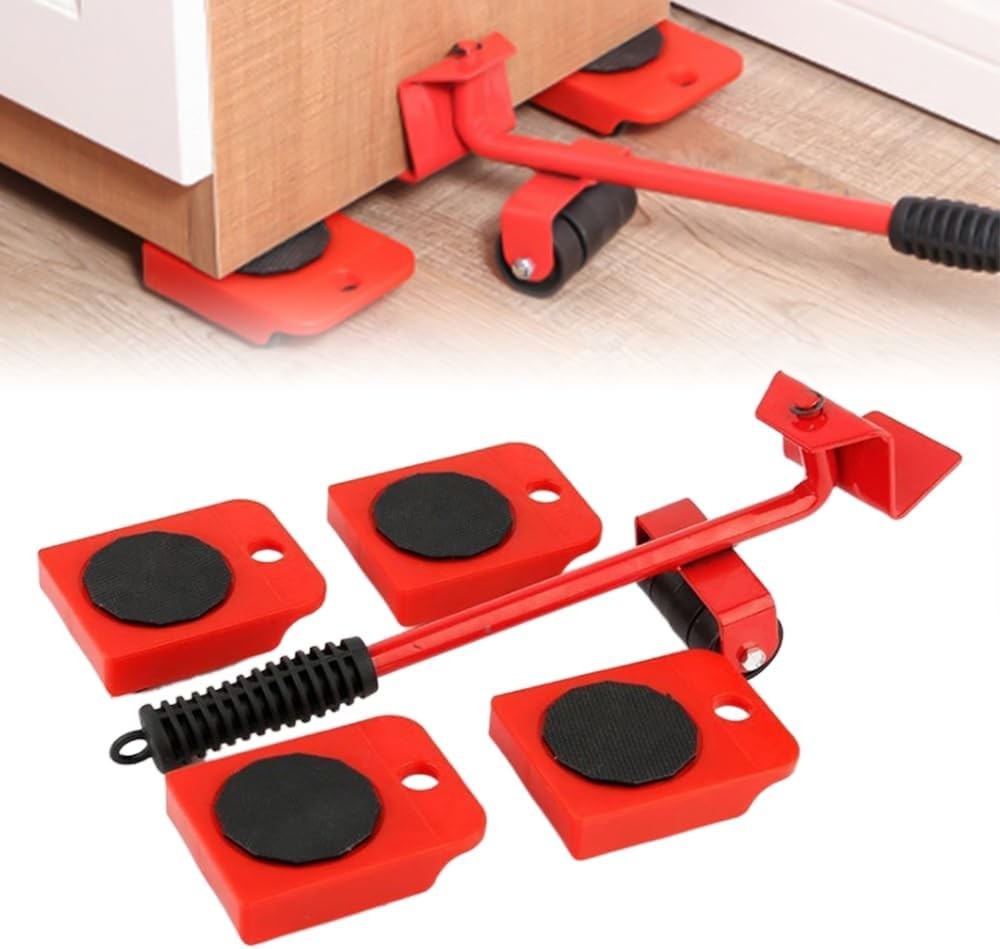 5Pcs Heavy Furniture Lifter Set - Easy Moving Slider Mover Tool Kit