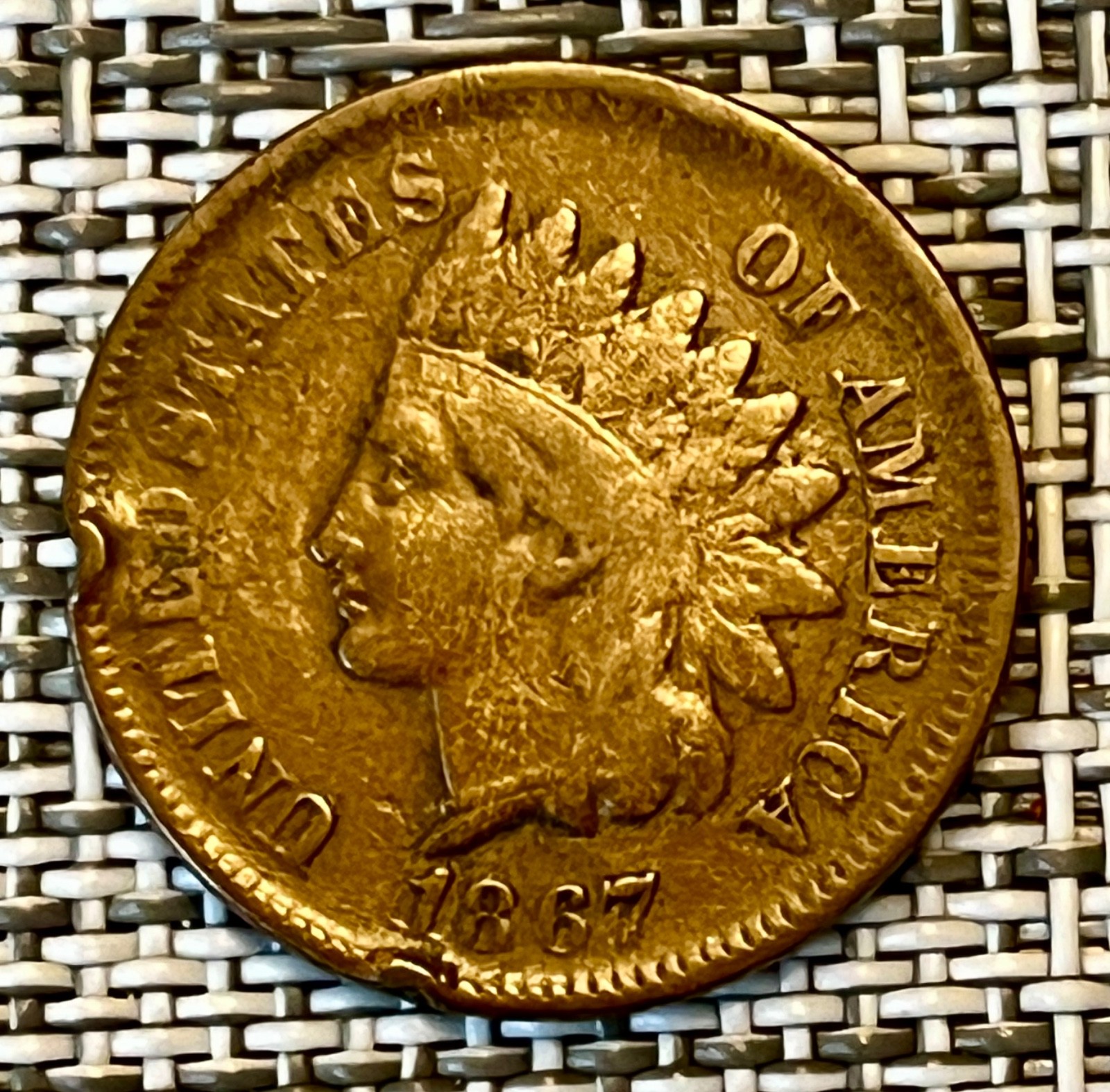 Nice 1867 Indian cent VG with rim issues Nice 1867 Indian cent VG with rim issues